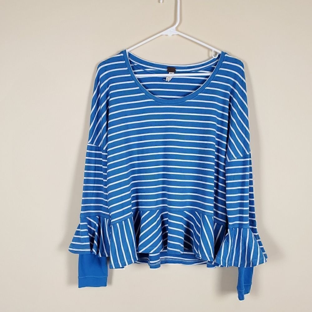 We The Free Roundabout Blue Stripe Long Sleeve Top Small - Picture 1 of 7